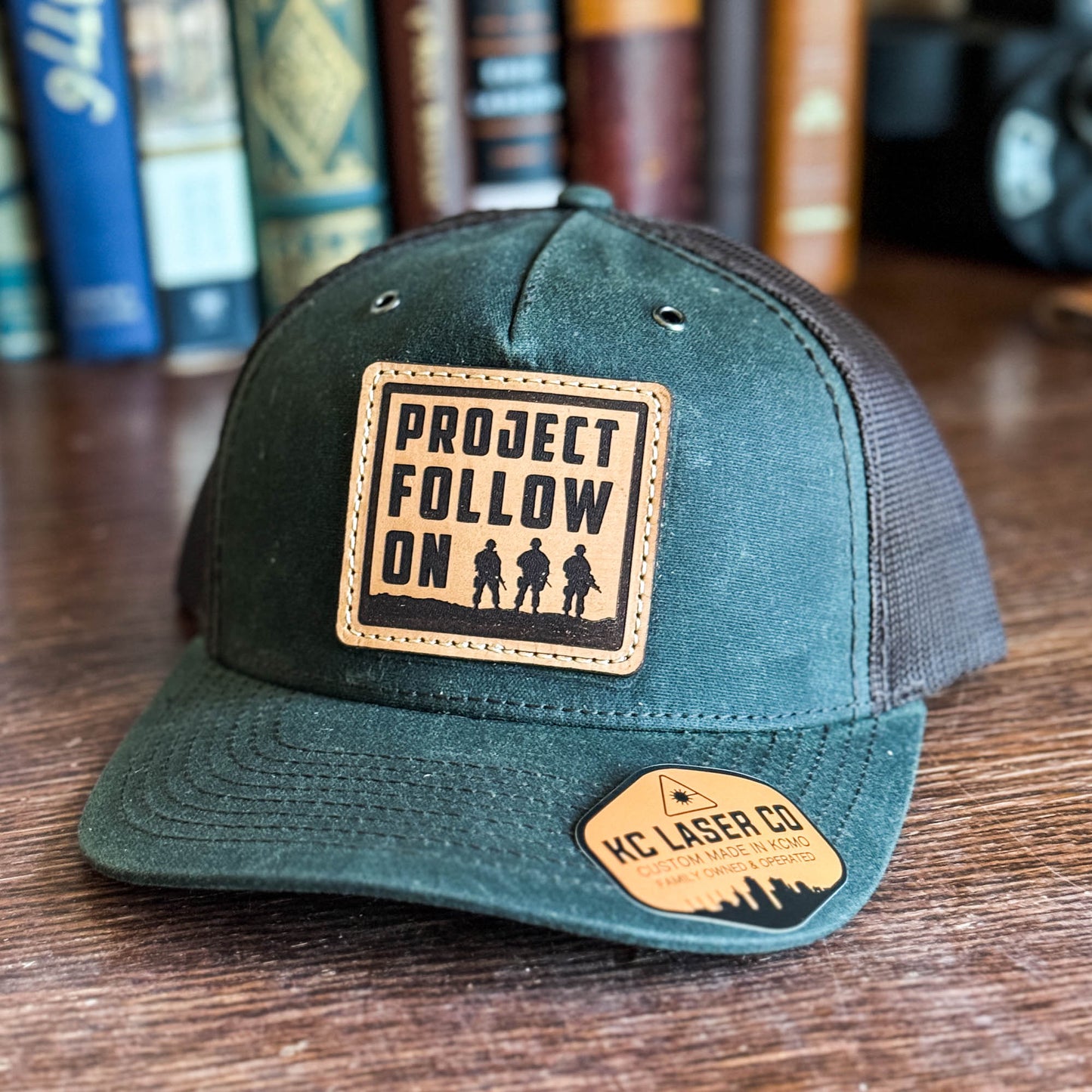 Leather Patch Hat - Richardson 112WH Dark Olive / Coffee