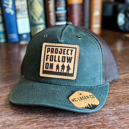 Leather Patch Hat - Richardson 112WH Dark Olive / Coffee